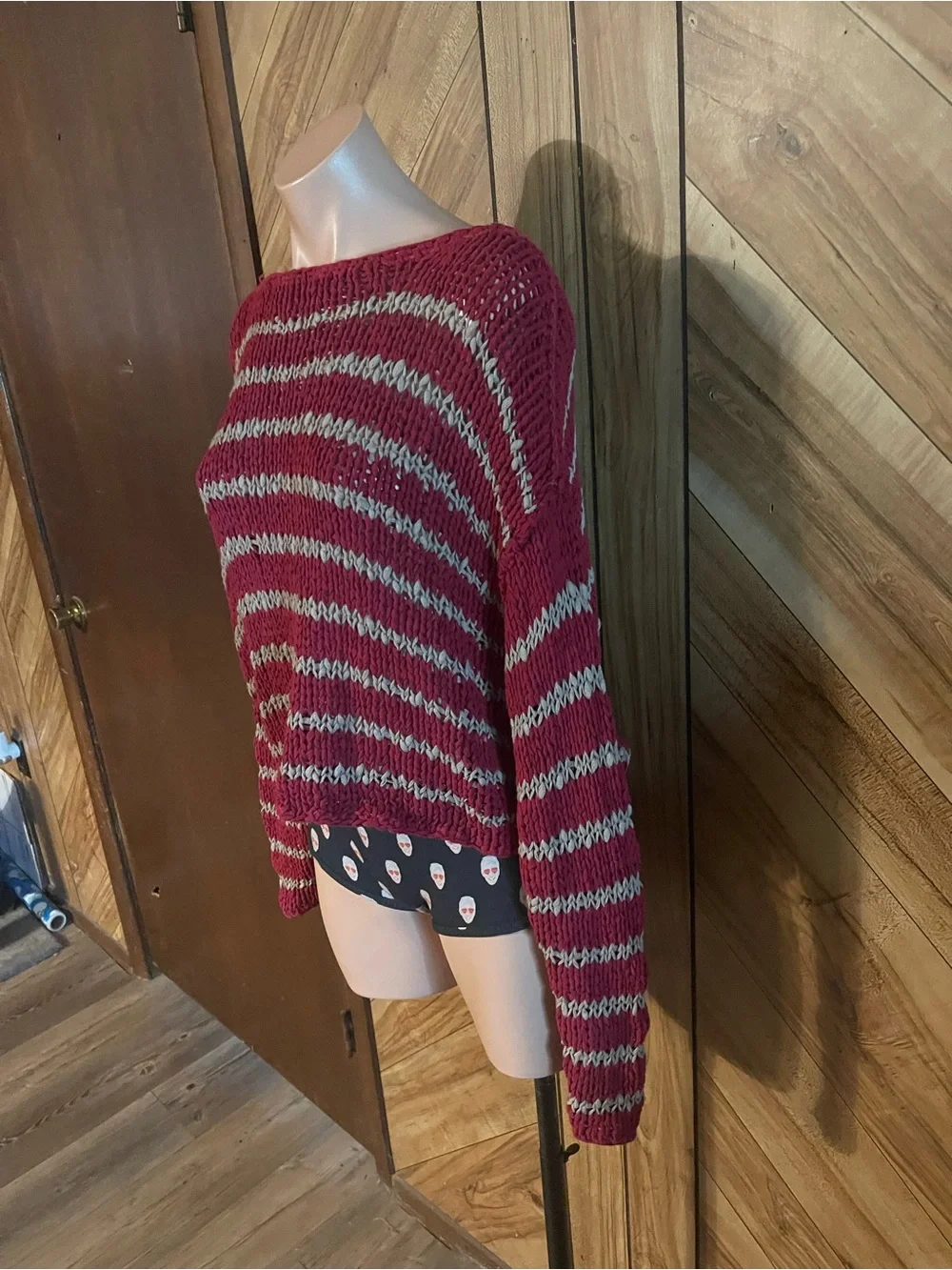 Free People Small Ruby Striped Over Easy Knit Pullover Sweater Oversized Boho